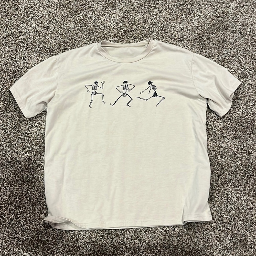 Tan Skeleton Graphic T Shirt